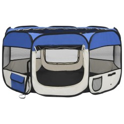    Box per Cani Pieghevole con Borsa Trasporto Blu 125x125x61 cm