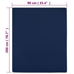 vidaXL Lenzuolo con Angoli Jersey Blu Marino 90x200 cm Cotone