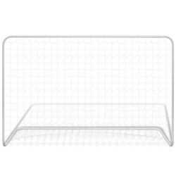 vidaXL Porte da Calcio 2 pz con Reti 182x61x122 cm in Acciaio Bianche