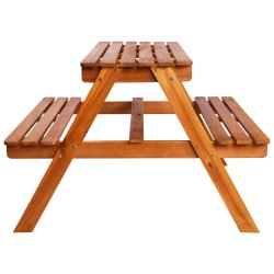    Tavolo Picnic per Bambini con Ombrellone 79x90x60cm in Acacia