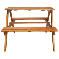    Tavolo Picnic per Bambini con Ombrellone 79x90x60cm in Acacia