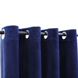    Tende Oscuranti con Anelli 2 pz Blu Scuro in Velluto 140x225 cm