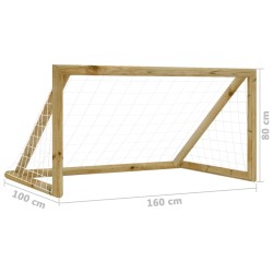 vidaXL Porta da Calcio con Rete 160x100x80cm Legno di Pino Impregnato 