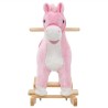 vidaXL Cavallo a Dondolo in Peluche 65x32x58 cm Rosa