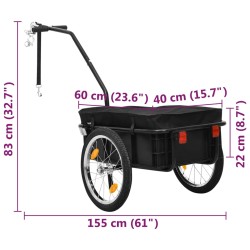 vidaXL Rimorchio Bici per Trasporto Merci 155x60x83 cm Acciaio Nero