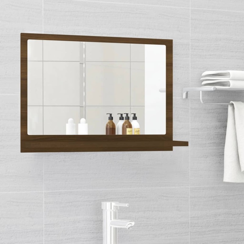    Specchio da Bagno Rovere Marrone 60x10,5x37cm Legno ingegnerizzato