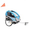 vidaXL Rimorchio da Bici per Bambini e Passeggino 2 in 1 Blu e Grigio