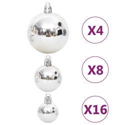 vidaXL Set Addobbi di Natale 108 pz Argento e Bianco