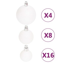 vidaXL Set Addobbi di Natale 108 pz Argento e Bianco