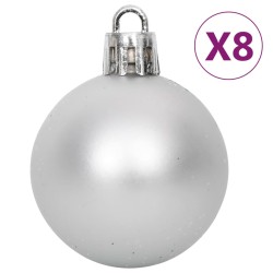 vidaXL Set Addobbi di Natale 108 pz Argento e Bianco