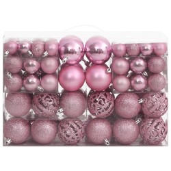 vidaXL Set Palline di Natale 111 pz Rosa in Polistirene