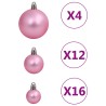 vidaXL Set Palline di Natale 111 pz Rosa in Polistirene