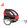 vidaXL Rimorchio da Bici per Bambini e Passeggino 2 in 1 Nero e Rosso