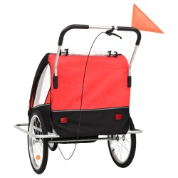 vidaXL Rimorchio da Bici per Bambini e Passeggino 2 in 1 Nero e Rosso