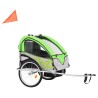 vidaXL Rimorchio Bici per Bambini e Passeggino 2 in 1 Verde e Grigio