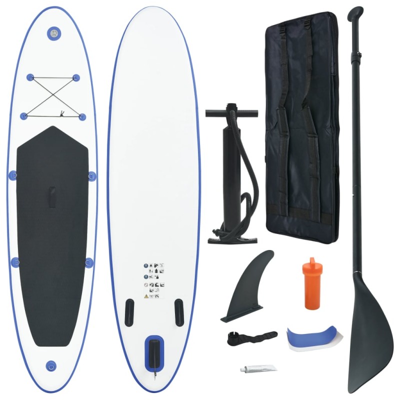 vidaXL Set Tavola Gonfiabile da SUP Blu e Bianco