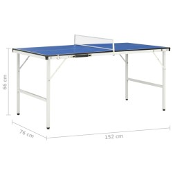 vidaXL Tavolo da Ping Pong con Rete 5 Piedi 152x76x66 cm Blu