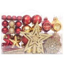 vidaXL Set Addobbi di Natale 108 pz Oro e Rosso