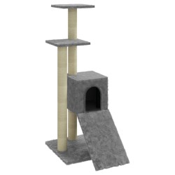    Albero per Gatti con Tiragraffi in Sisal Grigio Chiaro 92 cm