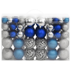 vidaXL Palline di Natale 100 pz Blu e Argento 3 / 4 / 6 cm