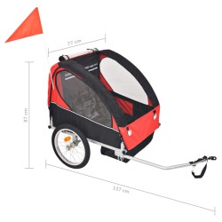 vidaXL Rimorchio da Bici per Bambini Rosso e Nero 30 kg