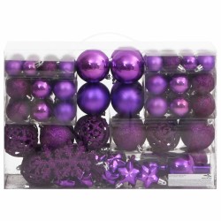 vidaXL Set Palline di Natale 111 pz Viola in Polistirene