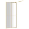 vidaXL Parete per Doccia Walk-in Vetro Trasparente ESG 90x195 cm Oro