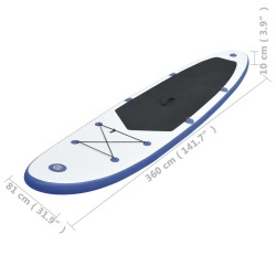 vidaXL Set Tavola da SUP e Surf Gonfiabile Blu e Bianco