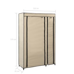    Armadi Pieghevoli 2 pz Crema 110x45x175 cm in Tessuto