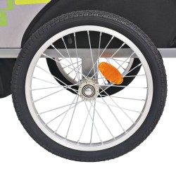 vidaXL Rimorchio da Bici per Bambini Grigio e Verde 30 kg