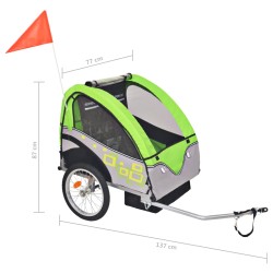 vidaXL Rimorchio da Bici per Bambini Grigio e Verde 30 kg