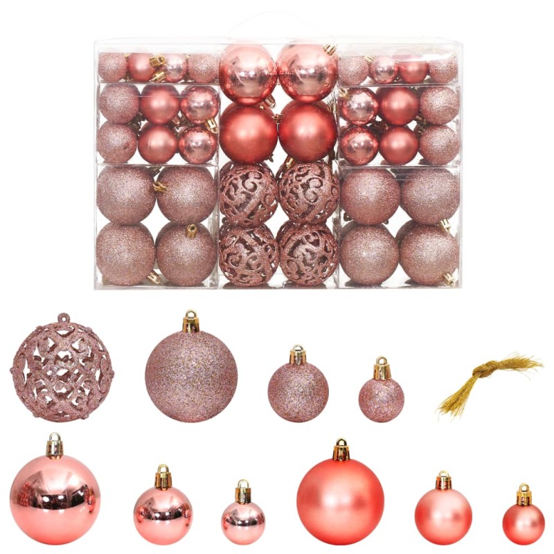 vidaXL Palline di Natale 100 pz Rosa e Rosato 3 / 4 / 6 cm