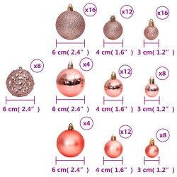 vidaXL Palline di Natale 100 pz Rosa e Rosato 3 / 4 / 6 cm