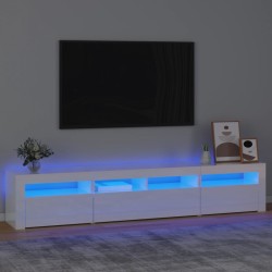 vidaXL Mobile Porta TV con Luci LED Bianco Lucido 210x35x40 cm