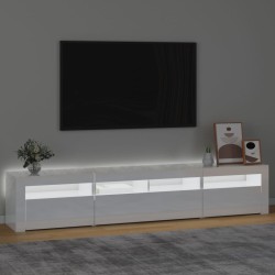 vidaXL Mobile Porta TV con Luci LED Bianco Lucido 210x35x40 cm