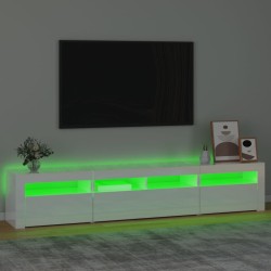 vidaXL Mobile Porta TV con Luci LED Bianco Lucido 210x35x40 cm