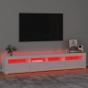 vidaXL Mobile Porta TV con Luci LED Bianco Lucido 210x35x40 cm