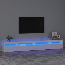 vidaXL Mobile Porta TV con Luci LED Bianco Lucido 270x35x40 cm