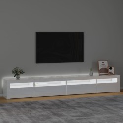 vidaXL Mobile Porta TV con Luci LED Bianco Lucido 270x35x40 cm