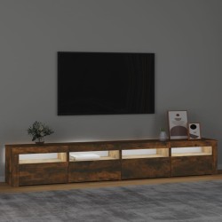 vidaXL Mobile Porta TV con Luci LED Rovere Fumo 240x35x40 cm