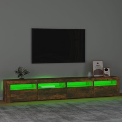 vidaXL Mobile Porta TV con Luci LED Rovere Fumo 240x35x40 cm