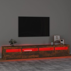 vidaXL Mobile Porta TV con Luci LED Rovere Fumo 240x35x40 cm