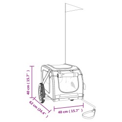 vidaXL Rimorchio da Bici per Cani Grigio e Nero Tessuto Oxford e Ferro