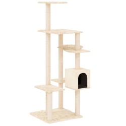    Albero per Gatti con Tiragraffi in Sisal Crema 142 cm