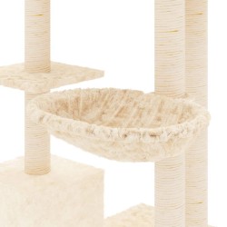    Albero per Gatti con Tiragraffi in Sisal Crema 142 cm