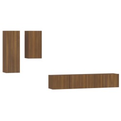    Set Mobili Porta TV 4 pz Rovere Marrone in Legno Ingegnerizzato