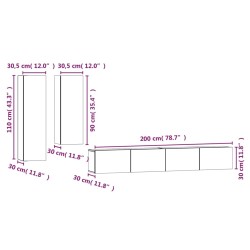 Set di Mobili Porta TV 4 pz Grigio Cemento in Legno Ingegnerizzato