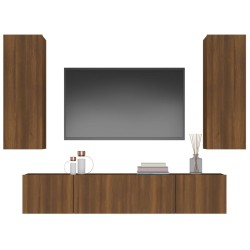 vidaXL Set Mobili Porta TV 4 pz Rovere Marrone in Legno Ingegnerizzato