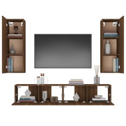 vidaXL Set Mobili Porta TV 4 pz Rovere Marrone in Legno Ingegnerizzato