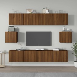 vidaXL Set Mobili Porta TV 6 pz Rovere Marrone in Legno Ingegnerizzato